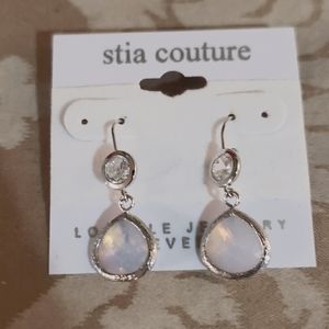 Silver Opaque & Cubic Zirconia Earrings